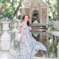 Juliette Floral Dress in Blue Grey