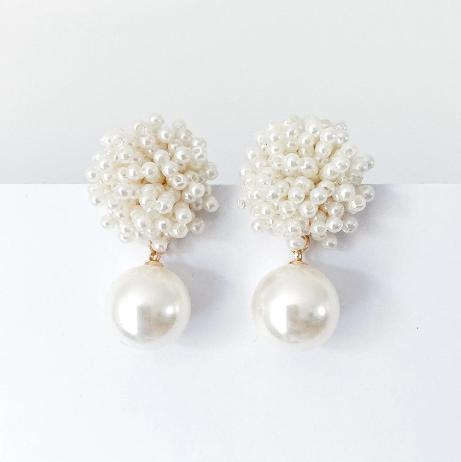 Cluster Pearl Drop Earrings