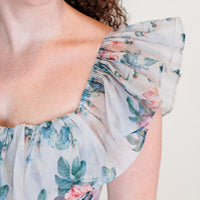 Juliette Floral Dress in Blue Grey
