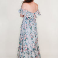 Juliette Floral Dress in Blue Grey