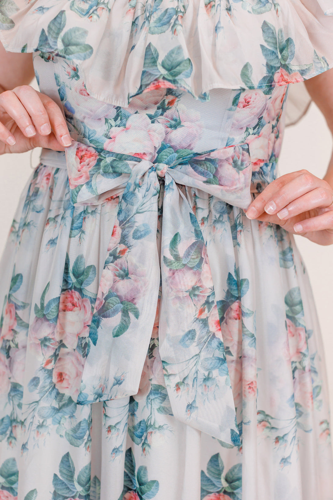 Juliette Floral Dress in Blue Grey