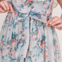 Juliette Floral Dress in Blue Grey