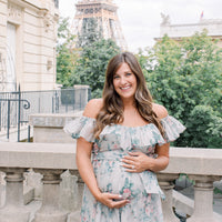 Juliette Floral Dress in Blue Grey