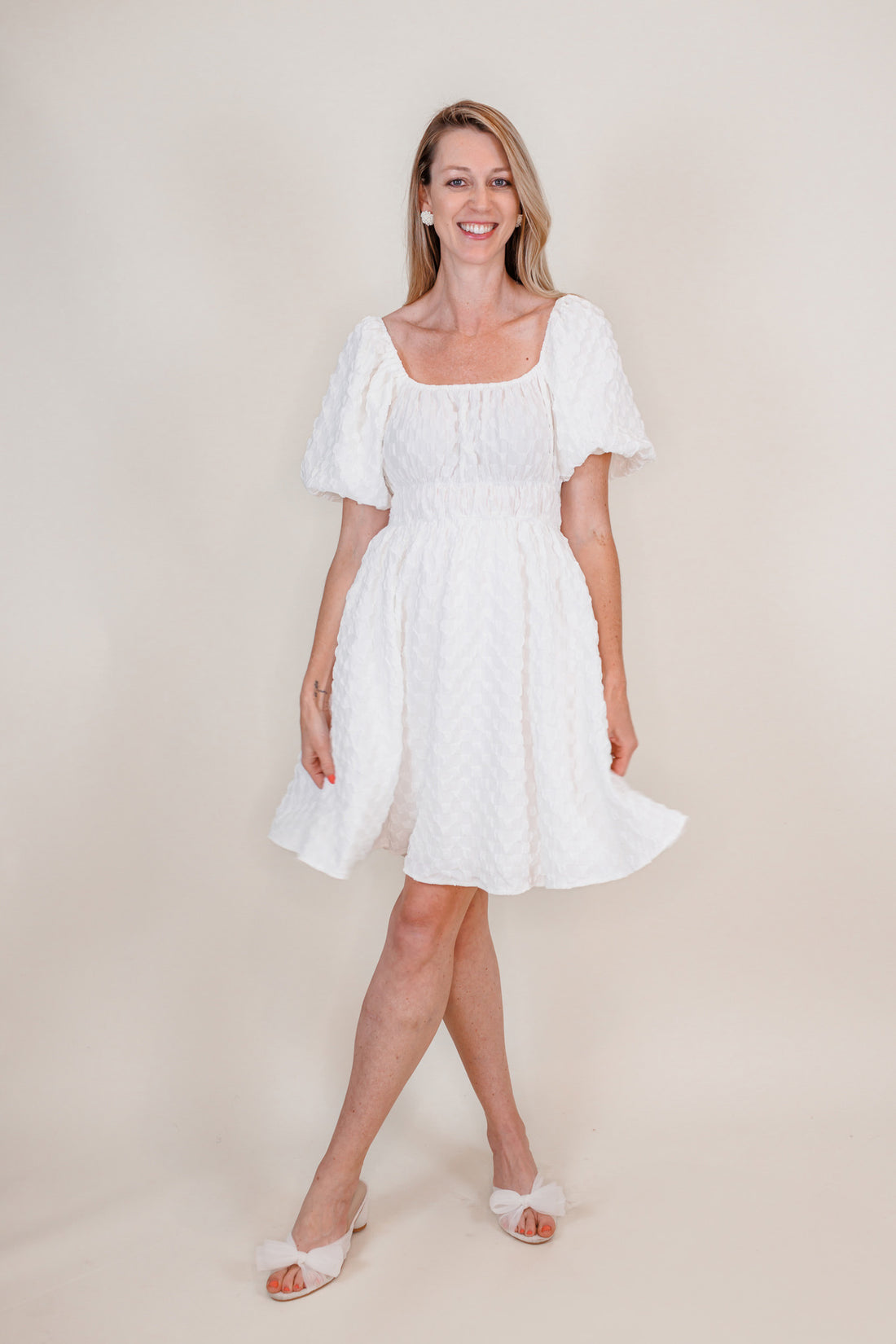 Kennedy Waffle Texture White Dress