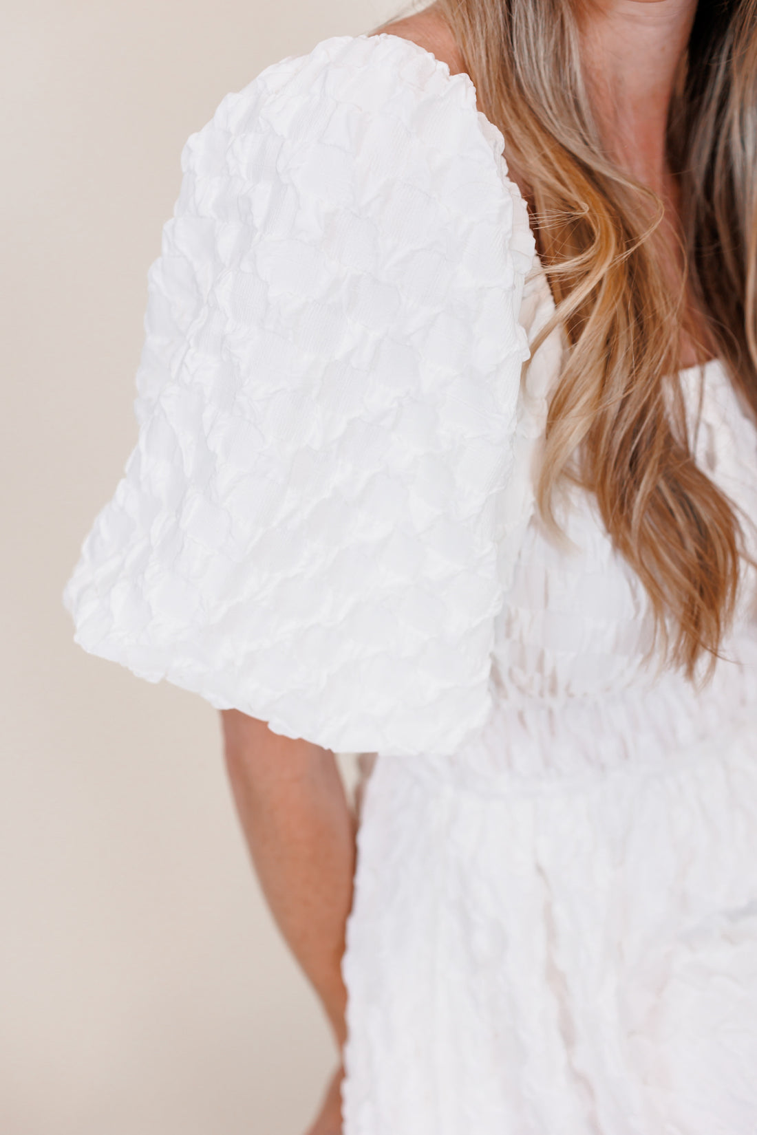 Kennedy Waffle Texture White Dress