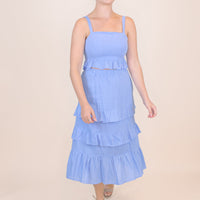 Alessandra Ruffle Skirt Set in Blue