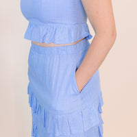 Alessandra Ruffle Skirt Set in Blue