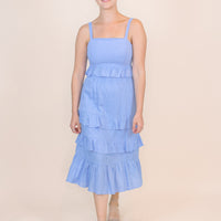 Alessandra Ruffle Skirt Set in Blue