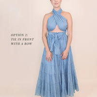 Cassandra Blue Tiered Halter Maxi