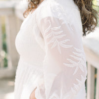 Flora Embroidered Smocked Midi Dress