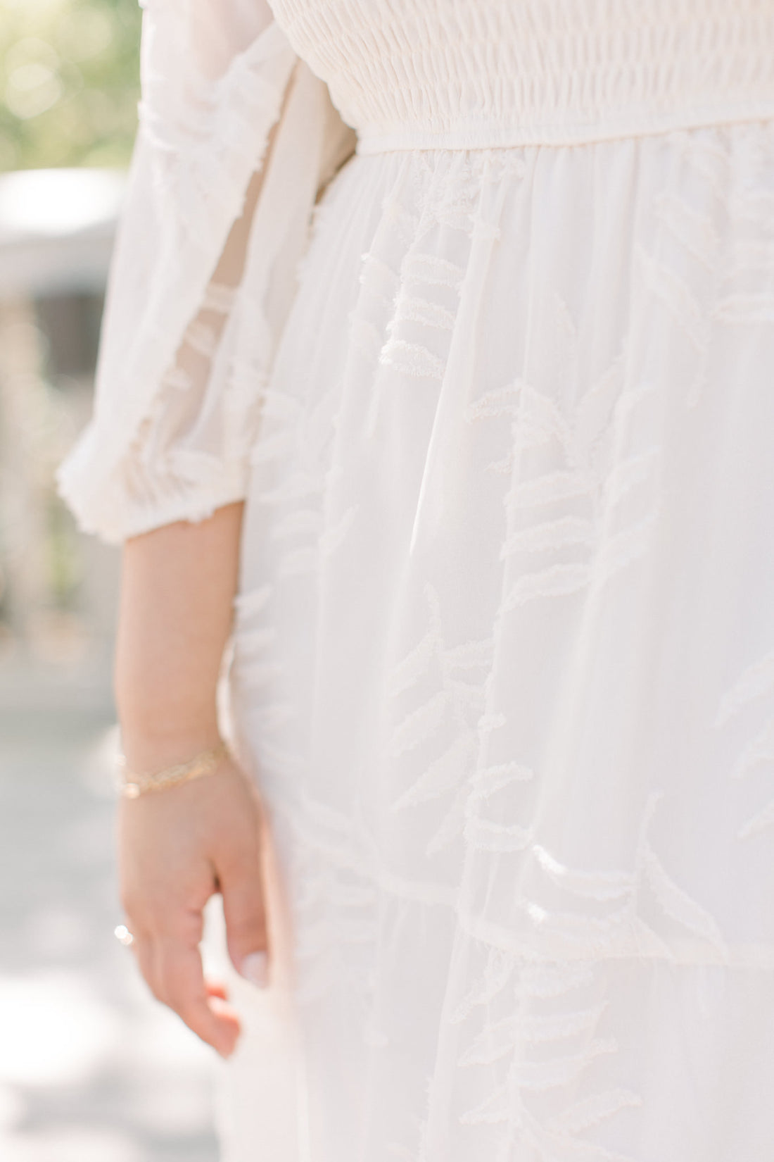 Flora Embroidered Smocked Midi Dress