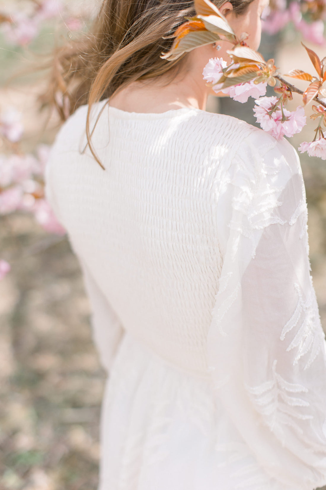 Flora Embroidered Smocked Midi Dress