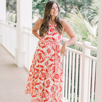 Kehlani Red Multi Halter Dress