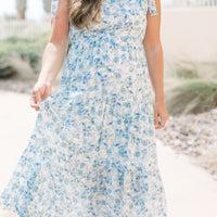 Liana Blue Floral Tiered Dress