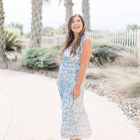 Liana Blue Floral Tiered Dress