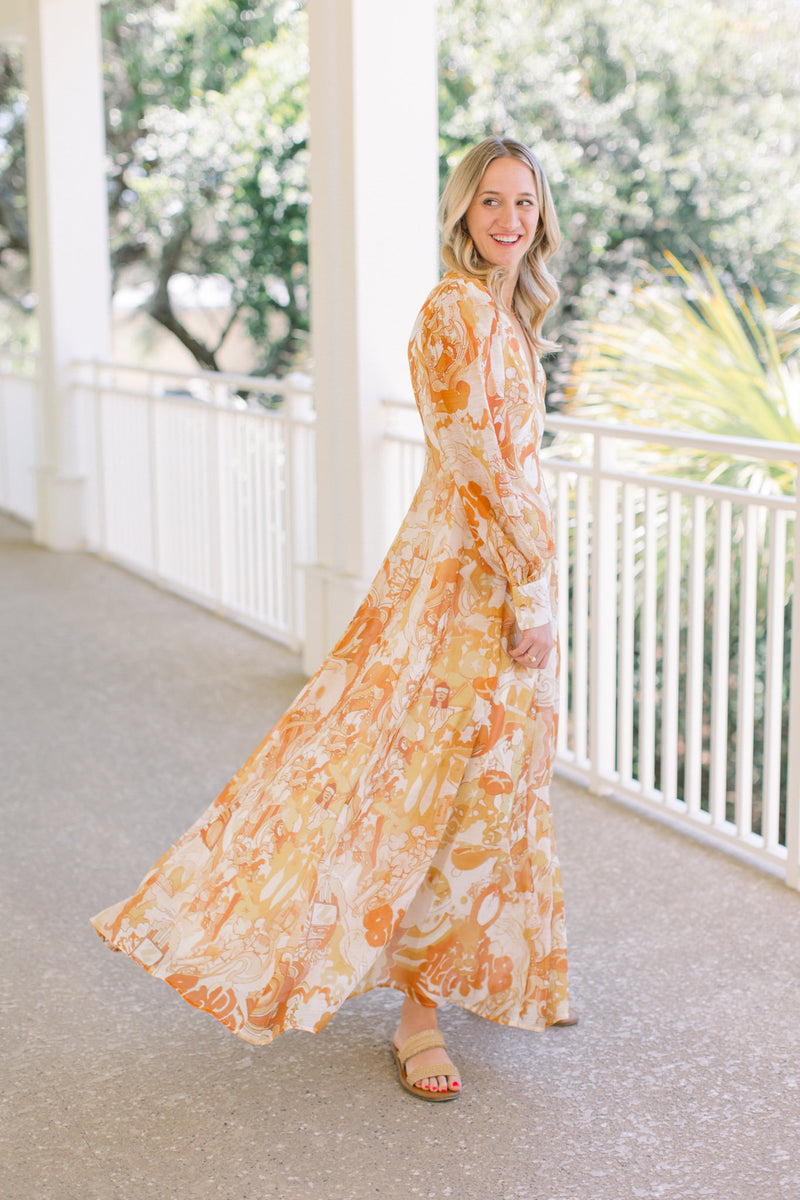 chinese dress ladies Mango Long Sleeve Maxi – Love, Odette