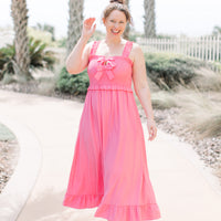 Melody Smocked Pink Bow Dress
