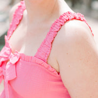 Melody Smocked Pink Bow Dress