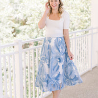 Skye Textured Blue Midi Skirt