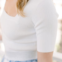 White Square Neck Top