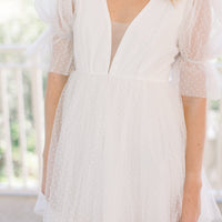 Grace White Swiss Dot Tulle Dress