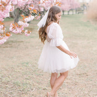 Grace White Swiss Dot Tulle Dress