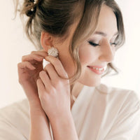 White Cluster Earrings