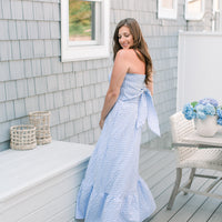 Amelia Bow Maxi in Blue Gingham
