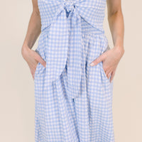 Amelia Bow Maxi in Blue Gingham
