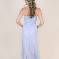 Amelia Bow Maxi in Blue Gingham