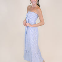 Amelia Bow Maxi in Blue Gingham