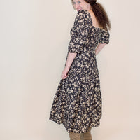Autumn Smocked Dress in Dark Brown