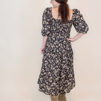Autumn Smocked Dress in Dark Brown