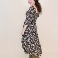 Autumn Smocked Dress in Dark Brown