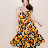 Banana Printed Tiered Dress