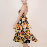Banana Printed Tiered Dress