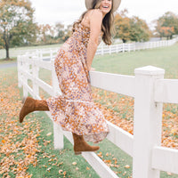 Caramel Floral Patchwork Dress