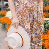 Caramel Floral Patchwork Dress