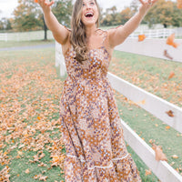 Caramel Floral Patchwork Dress