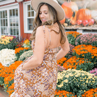 Caramel Floral Patchwork Dress