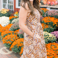 Caramel Floral Patchwork Dress