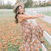 Caramel Floral Patchwork Dress
