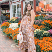 Caramel Floral Patchwork Dress