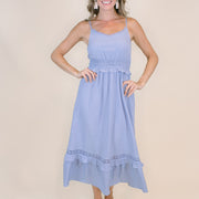 Cora Midi Dress in Blue