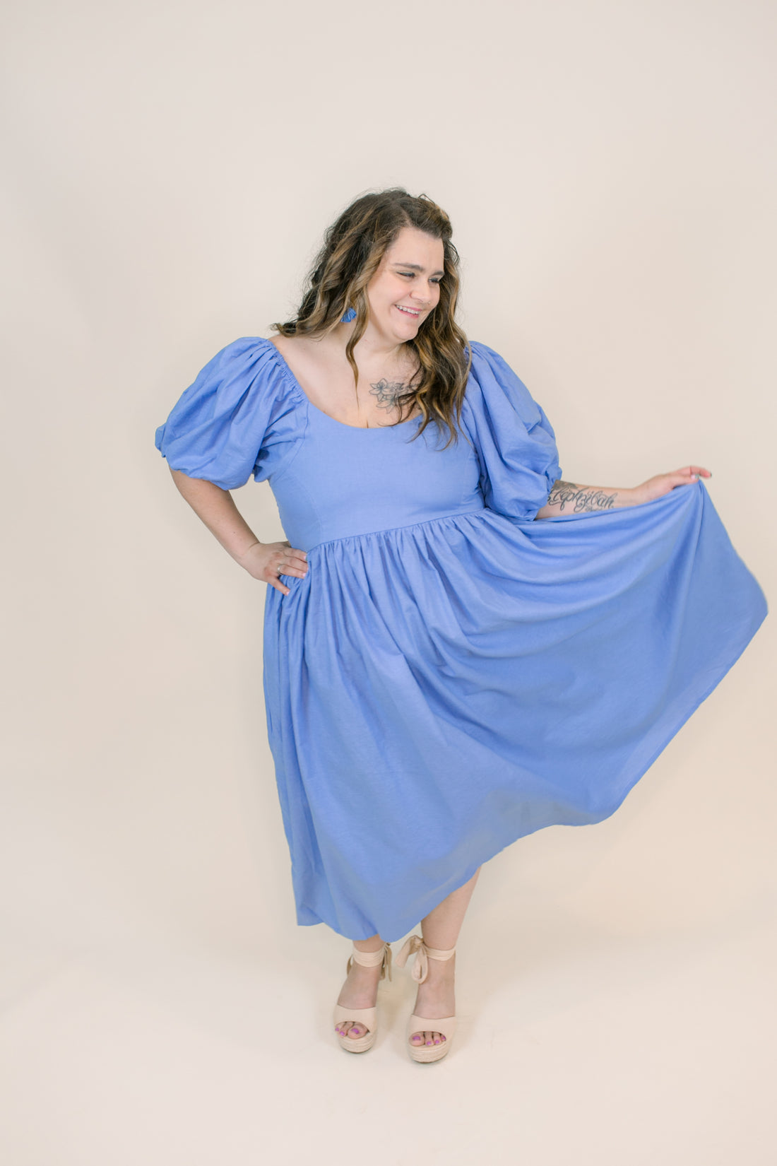Daphne Puff Sleeve Midi Dress