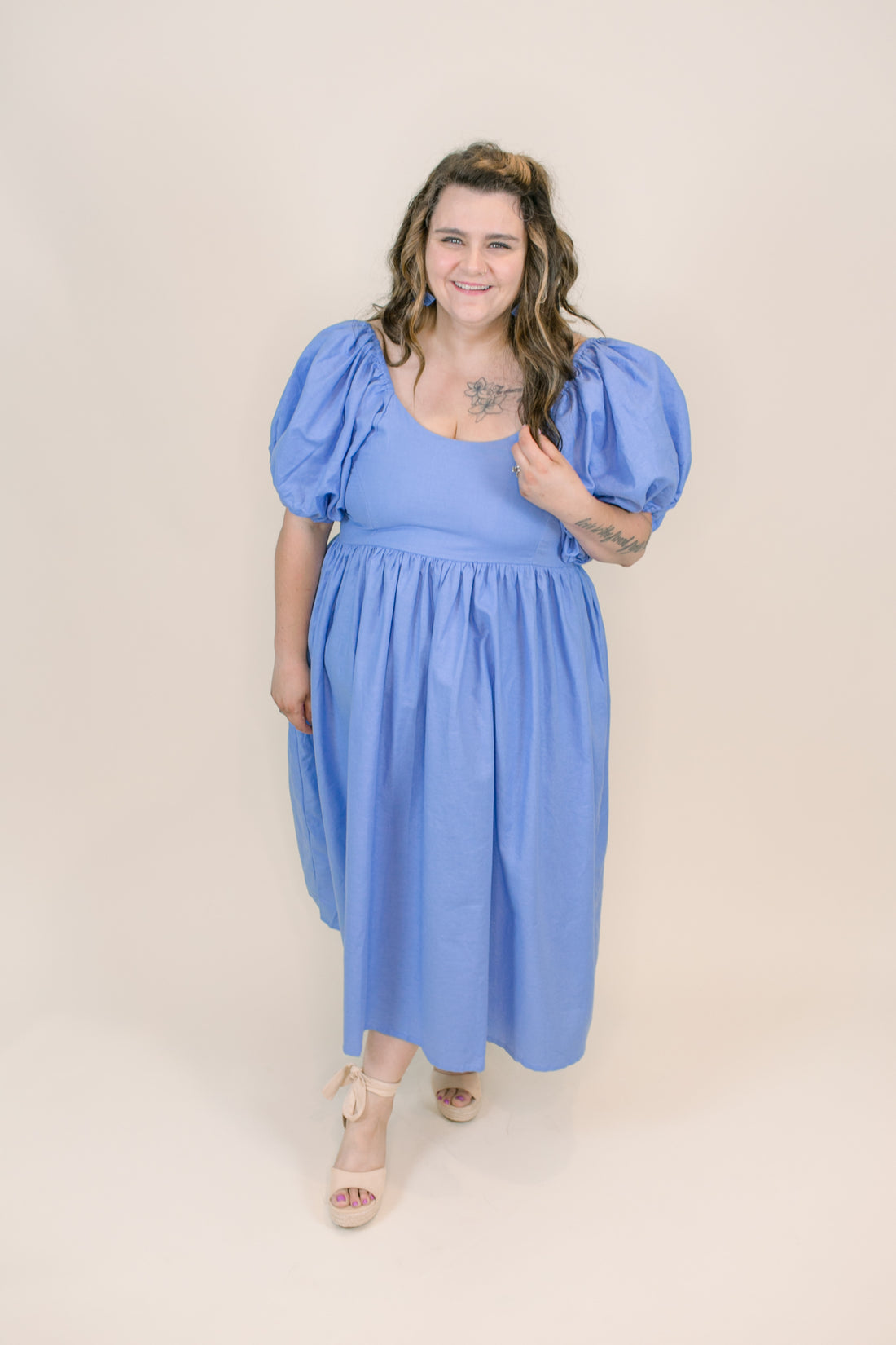 Daphne Puff Sleeve Midi Dress