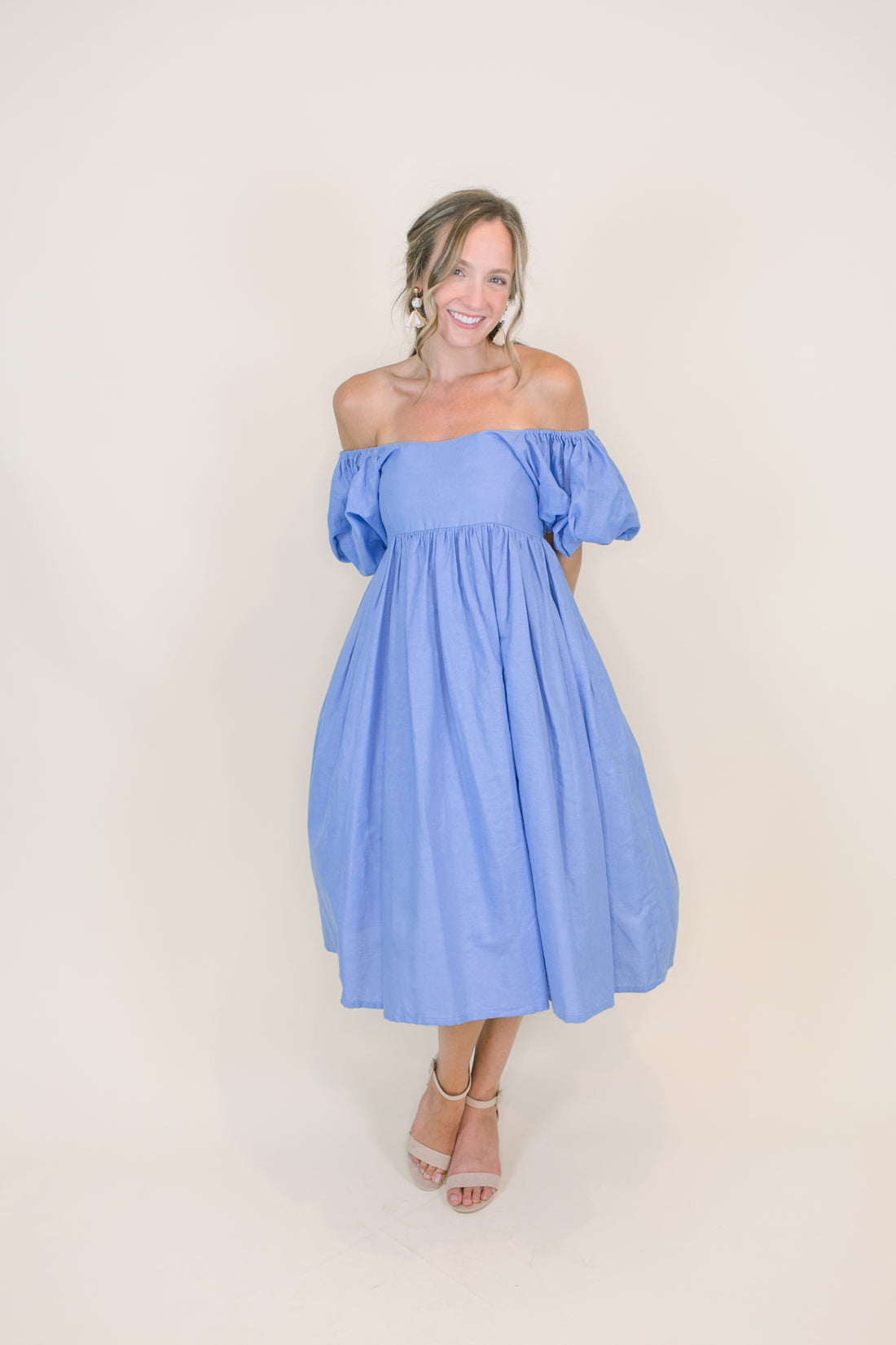 Daphne Puff Sleeve Midi Dress