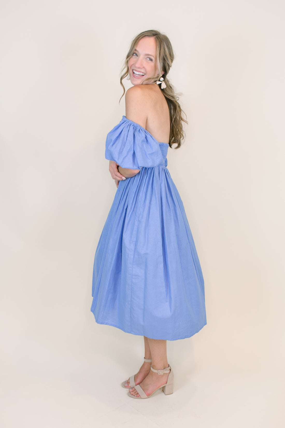 Daphne Puff Sleeve Midi Dress