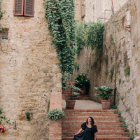 Daphne Puff Sleeve Midi Dress in Black
