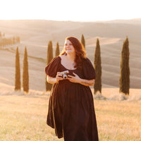 Daphne Puff Sleeve Midi Dress in Black